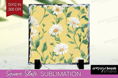 Daisy Flowers Slate PNG - Summer Square Slate Sublimation Product Image 1