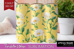 Daisy Flowers Tumbler Wrap - Summer Tumbler PNG Sublimation Product Image 1