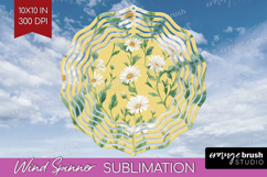 Daisy Flowers Wind Spinner Sublimation PNG - Summer Round Product Image 1