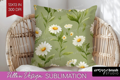 Daisy Flowers Pillow Sublimation - Summer Pillow Cover PNG Product Image 1