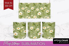 Daisy Flowers Mug Wrap - Summer Mug PNG Sublimation Product Image 1