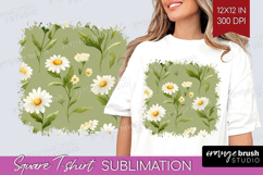 Daisy Flowers Square Tshirt Background - Summer PNG Product Image 1