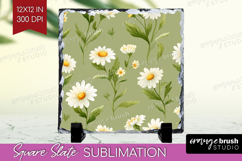 Daisy Flowers Slate PNG - Summer Square Slate Sublimation Product Image 1