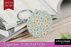 Daisy Flowers Keychain PNG - Summer Keychain Sublimation Product Image 1