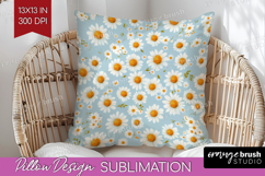 Daisy Flowers Pillow Sublimation - Summer Pillow Cover PNG Product Image 1
