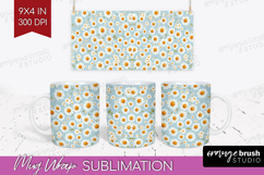 Daisy Flowers Mug Wrap - Summer Mug PNG Sublimation Product Image 1