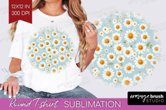 Daisy Flowers Round Tshirt Background - Summer PNG Product Image 1
