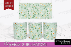 Daisy Flowers Mug Wrap - Summer Mug PNG Sublimation Product Image 1