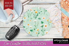 Daisy Flowers Car Coaster - Summer Coaster PNG Sublimation Product Image 1