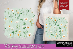Daisy Flowers Tote Bag - Summer Tote Bag PNG Sublimation Product Image 1