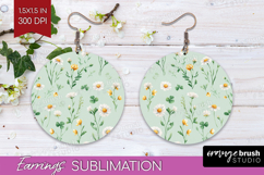 Daisy Flowers Round Earrings - Summer PNG Sublimation Product Image 1