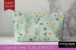 Daisy Flowers Cosmetic Bag - Summer Makeup Bag PNG Product Image 1