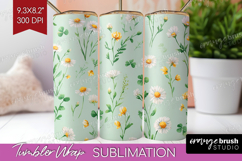 Daisy Flowers Tumbler Wrap - Summer Tumbler PNG Sublimation Product Image 1
