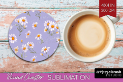 Daisy Flowers Round Coaster - Summer Coaster PNG Sublimation Product Image 1