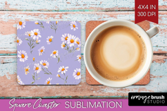Daisy Flowers Square Coaster - Summer Coaster PNG Product Image 1