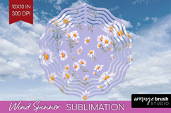 Daisy Flowers Wind Spinner Sublimation PNG - Summer Round Product Image 1