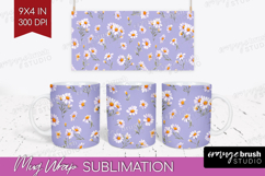Daisy Flowers Mug Wrap - Summer Mug PNG Sublimation Product Image 1