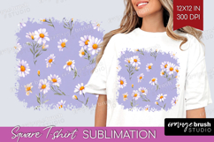 Daisy Flowers Square Tshirt Background - Summer PNG Product Image 1