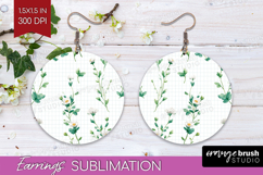Daisy Flowers Round Earrings - Summer PNG Sublimation Product Image 1