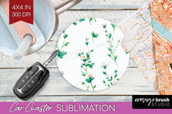 Daisy Flowers Car Coaster - Summer Coaster PNG Sublimation Product Image 1