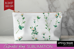 Daisy Flowers Cosmetic Bag - Summer Makeup Bag PNG Product Image 1