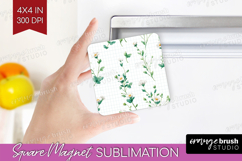 Daisy Flowers Magnet Sublimation - Summer Square Magnet PNG Product Image 1