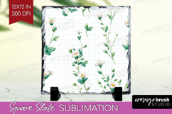 Daisy Flowers Slate PNG - Summer Square Slate Sublimation Product Image 1