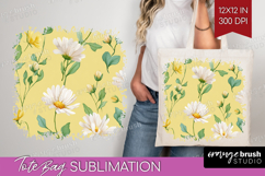Daisy Flowers Tote Bag - Summer Tote Bag PNG Sublimation Product Image 1