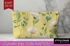 Daisy Flowers Cosmetic Bag - Summer Makeup Bag PNG Product Image 1