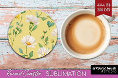 Daisy Flowers Round Coaster - Summer Coaster PNG Sublimation Product Image 1