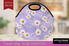 Daisy Flowers Lunch Bag - Summer Lunch Bug PNG Sublimation Product Image 1