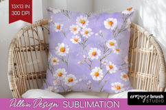 Daisy Flowers Pillow Sublimation - Summer Pillow Cover PNG Product Image 1