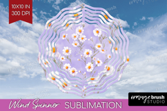 Daisy Flowers Wind Spinner Sublimation PNG - Summer Round Product Image 1