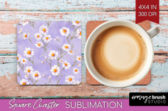 Daisy Flowers Square Coaster - Summer Coaster PNG Product Image 1