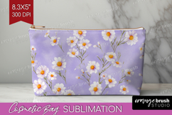 Daisy Flowers Cosmetic Bag - Summer Makeup Bag PNG Product Image 1