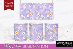 Daisy Flowers Mug Wrap - Summer Mug PNG Sublimation Product Image 1