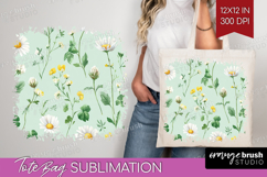 Daisy Flowers Tote Bag - Summer Tote Bag PNG Sublimation Product Image 1