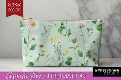 Daisy Flowers Cosmetic Bag - Summer Makeup Bag PNG Product Image 1