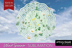 Daisy Flowers Wind Spinner Sublimation PNG - Summer Round Product Image 1