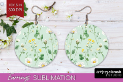 Daisy Flowers Round Earrings - Summer PNG Sublimation Product Image 1