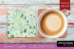 Daisy Flowers Square Coaster - Summer Coaster PNG Product Image 1