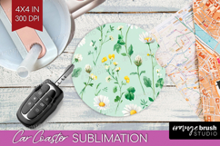 Daisy Flowers Car Coaster - Summer Coaster PNG Sublimation Product Image 1