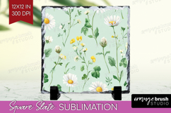 Daisy Flowers Slate PNG - Summer Square Slate Sublimation Product Image 1