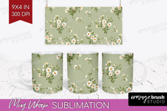 Daisy Flowers Mug Wrap - Summer Mug PNG Sublimation Product Image 1