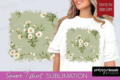 Daisy Flowers Square Tshirt Background - Summer PNG Product Image 1