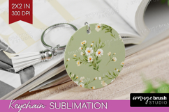 Daisy Flowers Keychain PNG - Summer Keychain Sublimation Product Image 1