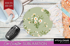Daisy Flowers Car Coaster - Summer Coaster PNG Sublimation Product Image 1