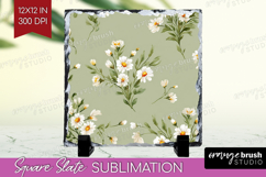Daisy Flowers Slate PNG - Summer Square Slate Sublimation Product Image 1