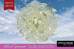 Daisy Flowers Wind Spinner Sublimation PNG - Summer Round Product Image 1