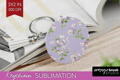 Daisy Flowers Keychain PNG - Summer Keychain Sublimation Product Image 1